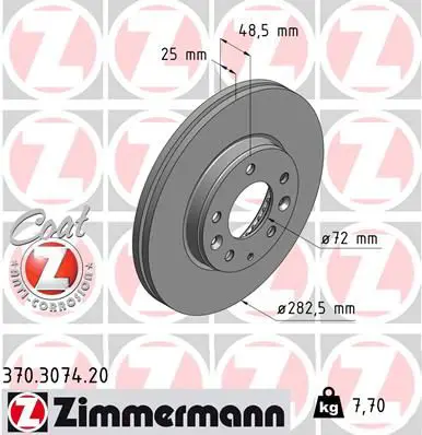 Handler.Part Brake disc ZIMMERMANN 370307420 1