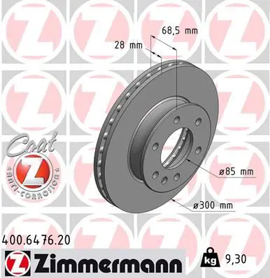 Handler.Part Brake disc ZIMMERMANN 400647620 1