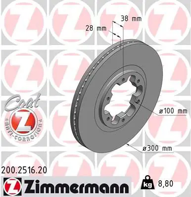 Handler.Part Brake disc ZIMMERMANN 200251620 1