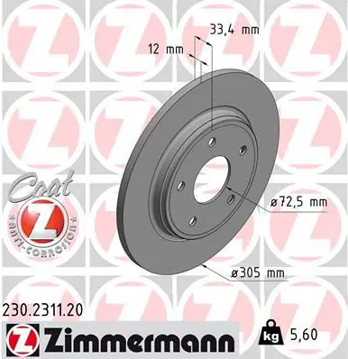 Handler.Part Brake disc ZIMMERMANN 230231120 1