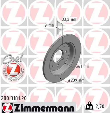 Handler.Part Brake disc ZIMMERMANN 280318120 1