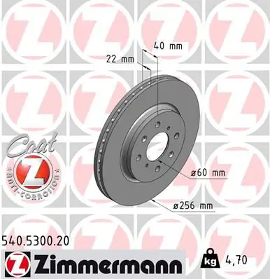 Handler.Part Brake disc ZIMMERMANN 540530020 1