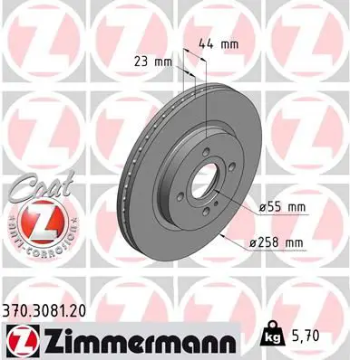 Handler.Part Brake disc ZIMMERMANN 370308120 1