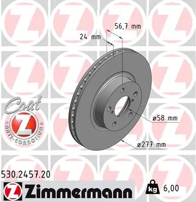 Handler.Part Brake disc ZIMMERMANN 530245720 1