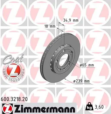 Handler.Part Brake disc ZIMMERMANN 600321820 1