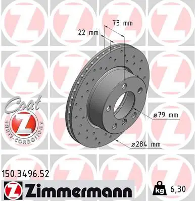 Handler.Part Brake disc ZIMMERMANN 150349652 1