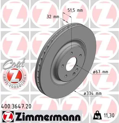 Handler.Part Brake disc ZIMMERMANN 400364720 1