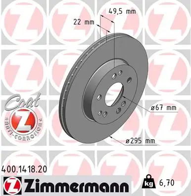 Handler.Part Brake disc ZIMMERMANN 400141820 1