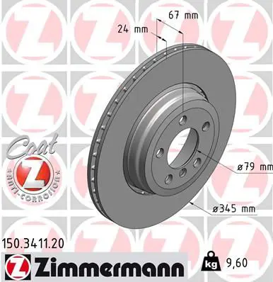 Handler.Part Brake disc ZIMMERMANN 150341120 1