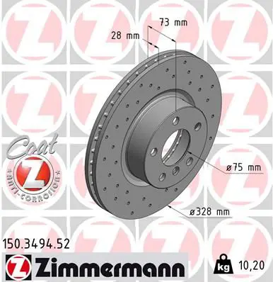 Handler.Part Brake disc ZIMMERMANN 150349452 1