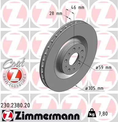 Handler.Part Brake disc ZIMMERMANN 230238020 1