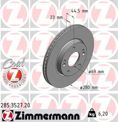 Handler.Part Brake disc ZIMMERMANN 285352720 1