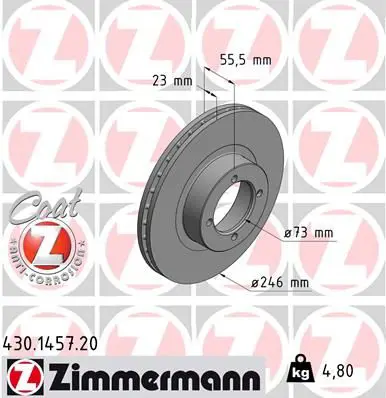 Handler.Part Brake disc ZIMMERMANN 430145720 1