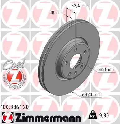 Handler.Part Brake disc ZIMMERMANN 100336120 1