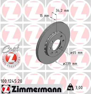 Handler.Part Brake disc ZIMMERMANN 100124520 1