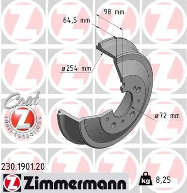 Handler.Part Brake drum ZIMMERMANN 230190120 1