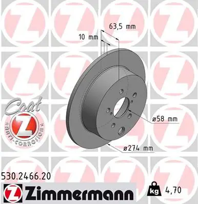 Handler.Part Brake disc ZIMMERMANN 530246620 1