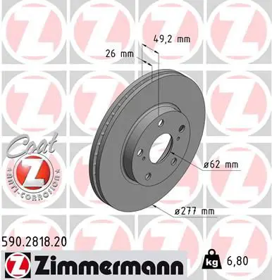 Handler.Part Brake disc ZIMMERMANN 590281820 1