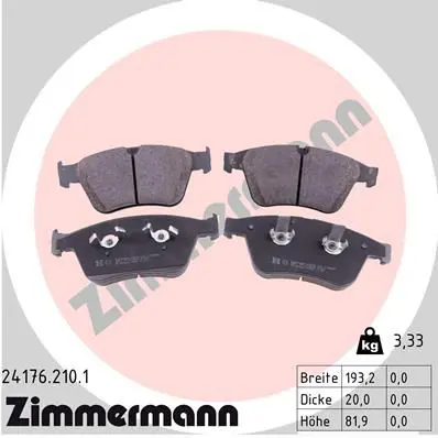 Handler.Part Brake pad set, disc brake ZIMMERMANN 241762101 1