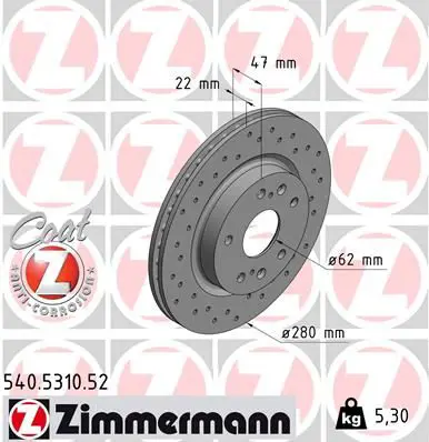 Handler.Part Brake disc ZIMMERMANN 540531052 1