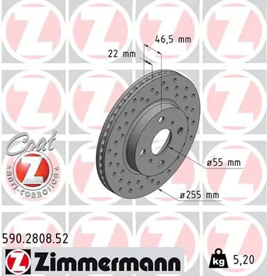 Handler.Part Brake disc ZIMMERMANN 590280852 1