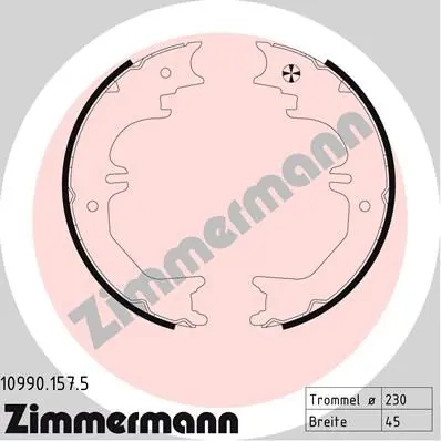 Handler.Part Brake shoe set, parking brake ZIMMERMANN 109901575 1