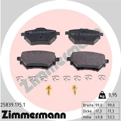 Handler.Part Brake pad set, disc brake ZIMMERMANN 258391751 1