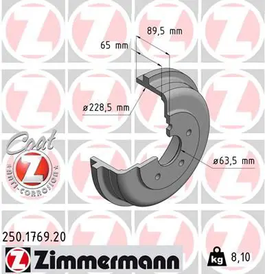 Handler.Part Brake drum ZIMMERMANN 250176920 1