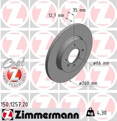 Handler.Part Brake disc ZIMMERMANN 150125720 1