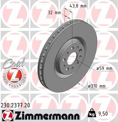 Handler.Part Brake disc ZIMMERMANN 230237720 1