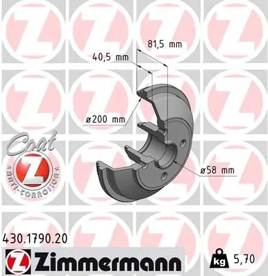 Handler.Part Brake drum ZIMMERMANN 430179020 1