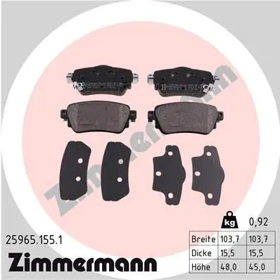 Handler.Part Brake pad set, disc brake ZIMMERMANN 259651551 1