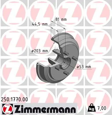 Handler.Part Brake drum ZIMMERMANN 250177000 1