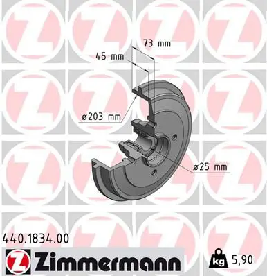 Handler.Part Brake drum ZIMMERMANN 440183400 1