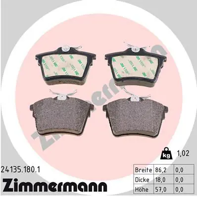 Handler.Part Brake pad set, disc brake ZIMMERMANN 241351801 1