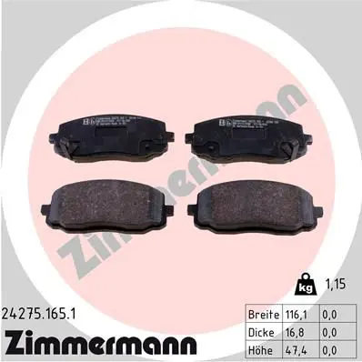 Handler.Part Brake pad set, disc brake ZIMMERMANN 242751651 1