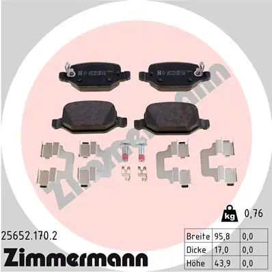 Handler.Part Brake pad set, disc brake ZIMMERMANN 256521702 1