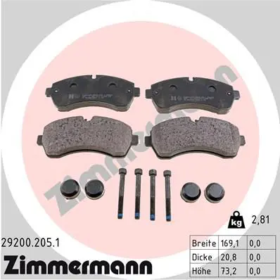 Handler.Part Brake pad set, disc brake ZIMMERMANN 292002051 1