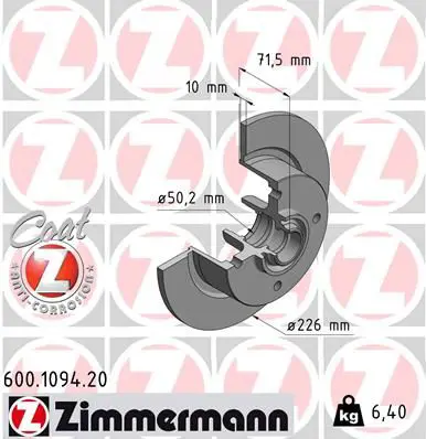 Handler.Part Brake disc ZIMMERMANN 600109420 1