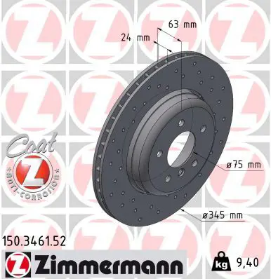 Handler.Part Brake disc ZIMMERMANN 150346152 1