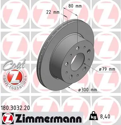 Handler.Part Brake disc ZIMMERMANN 180303220 1