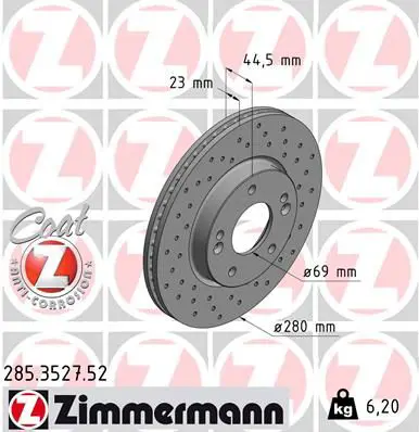 Handler.Part Brake disc ZIMMERMANN 285352752 1