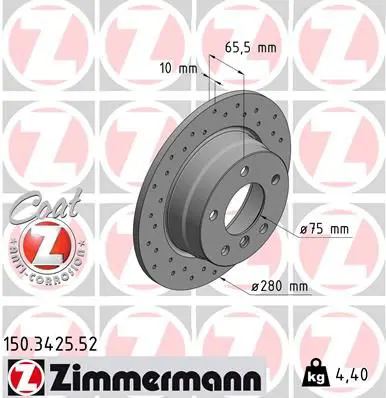 Handler.Part Brake disc ZIMMERMANN 150342552 1