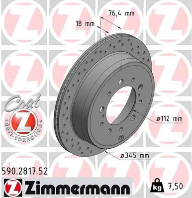 Handler.Part Brake disc ZIMMERMANN 590281752 1