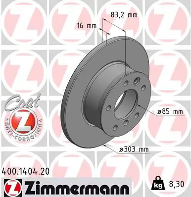 Handler.Part Brake disc ZIMMERMANN 400140420 1