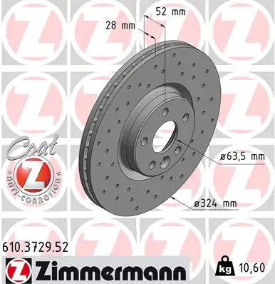 Handler.Part Brake disc ZIMMERMANN 610372952 1