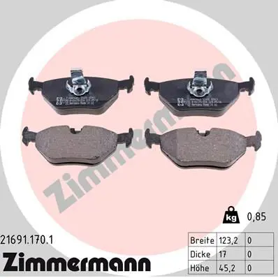 Handler.Part Brake pad set, disc brake ZIMMERMANN 216911701 1