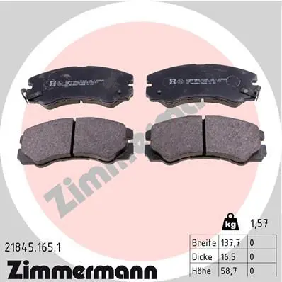 Handler.Part Brake pad set, disc brake ZIMMERMANN 218451651 1