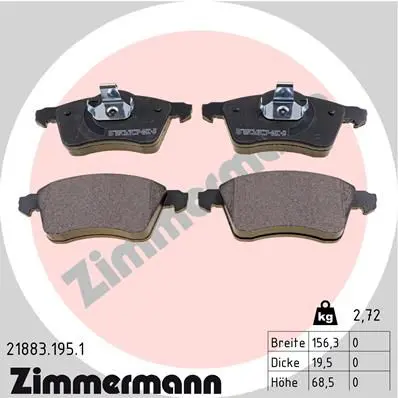 Handler.Part Brake pad set, disc brake ZIMMERMANN 218831951 1