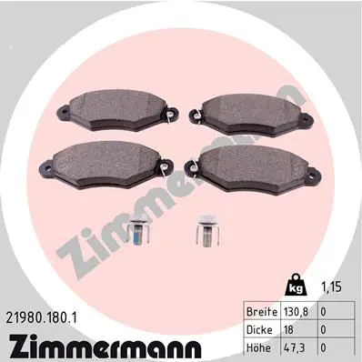 Handler.Part Brake pad set, disc brake ZIMMERMANN 219801801 1